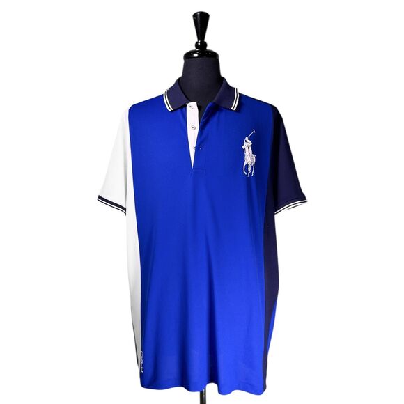 Polo by Ralph Lauren Other - Polo Ralph Lauren Mens XXL Blue White Colorblock Performance Polo Shirt Big Pony